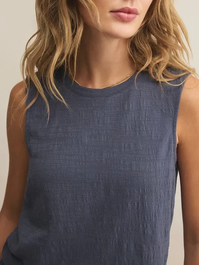 Sloane Textured Top - Worn Blue