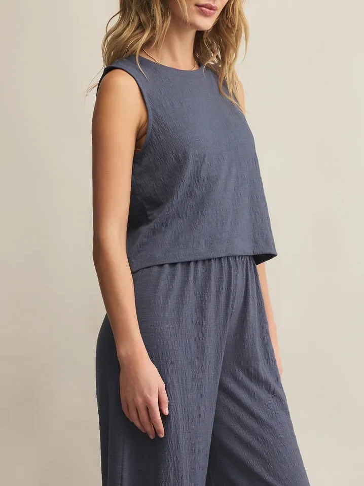 Sloane Textured Top - Worn Blue