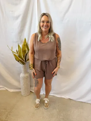 Soft Sleeveless Romper-Brown