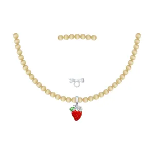 SOKOLOV JUST | MISS - Girls Cat's Eye Necklace With Silver Strawberry Charm