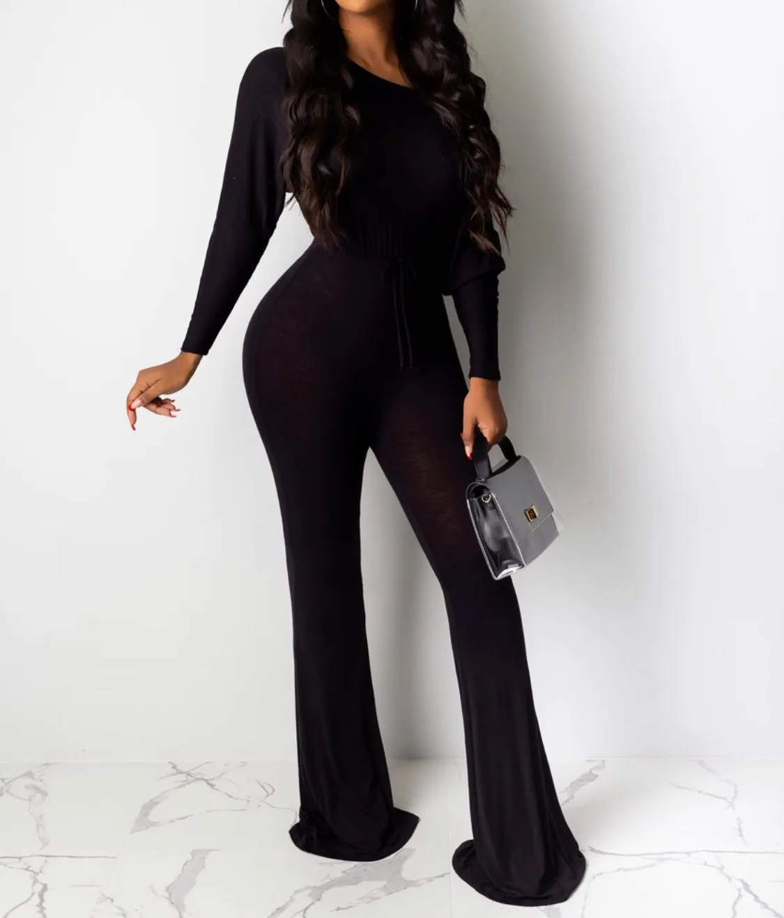 Solid Bell Bottom Jumpsuit ‼️PLUS Sizes ‼️
