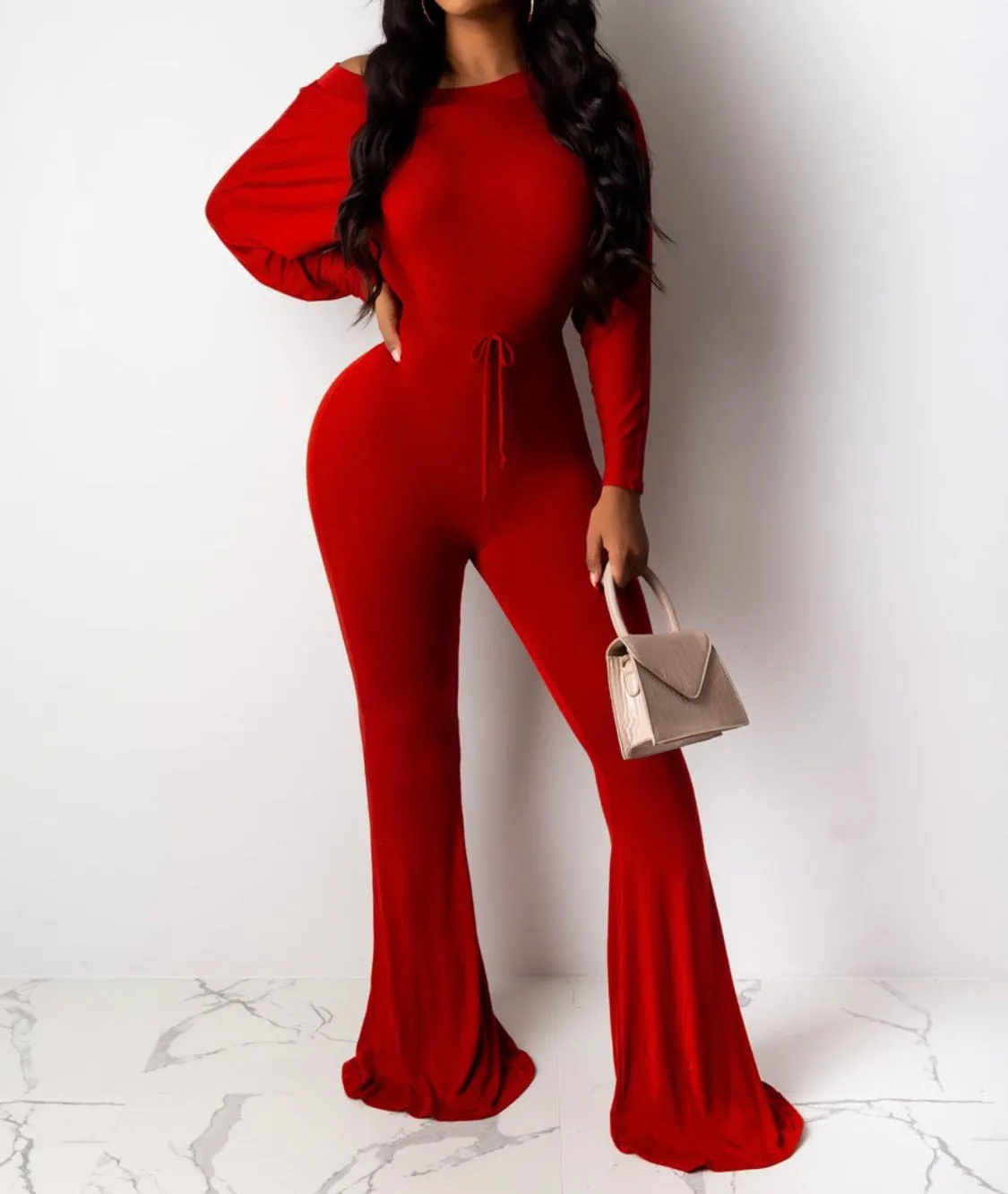 Solid Bell Bottom Jumpsuit ‼️PLUS Sizes ‼️