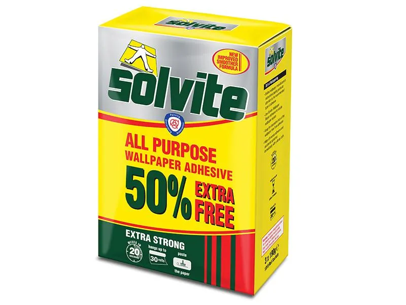 Solvite All Purpose Wallpaper Paste Sachet 20 Roll   50% Free