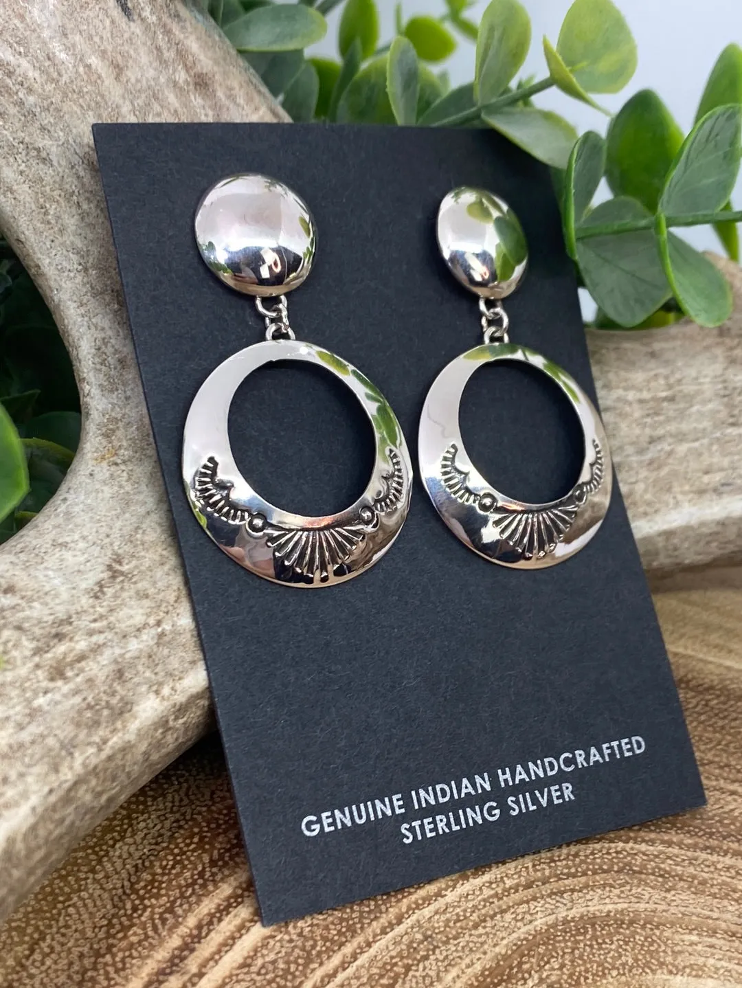 Sonya Sterling Stamped Hoop Post Earrings