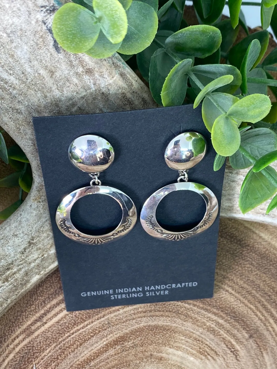 Sonya Sterling Stamped Hoop Post Earrings