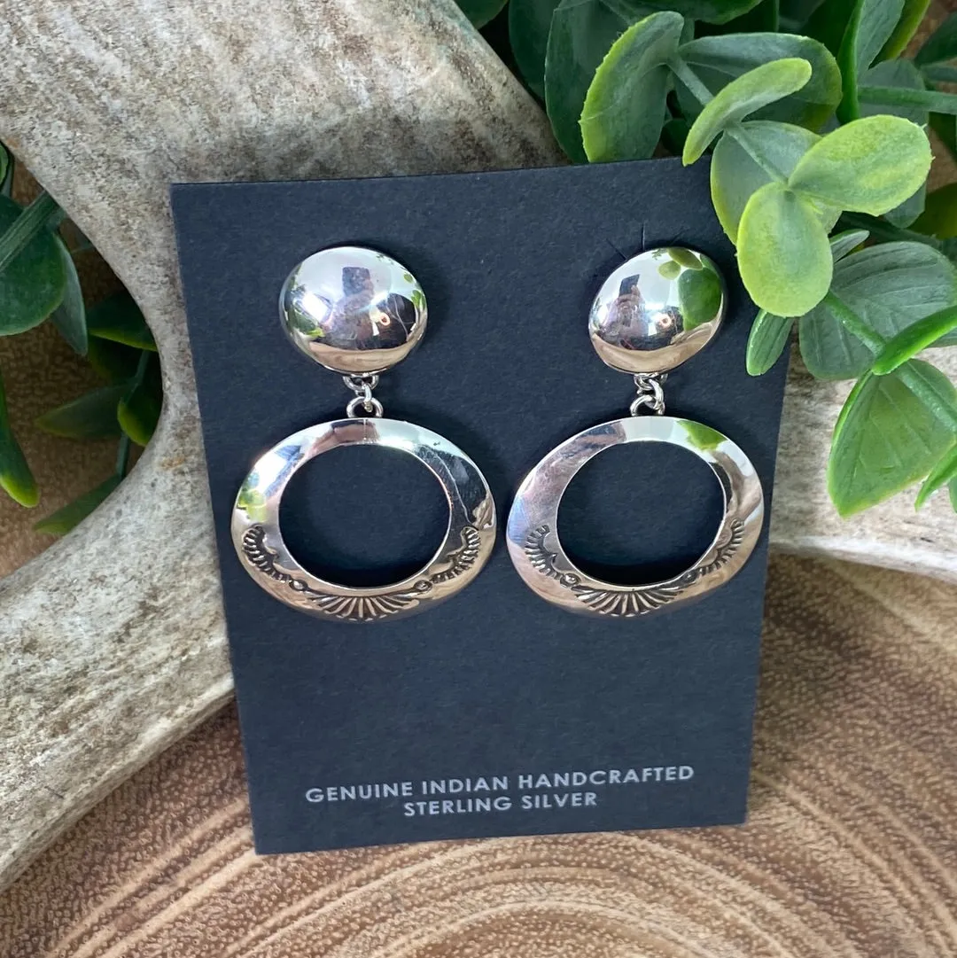 Sonya Sterling Stamped Hoop Post Earrings