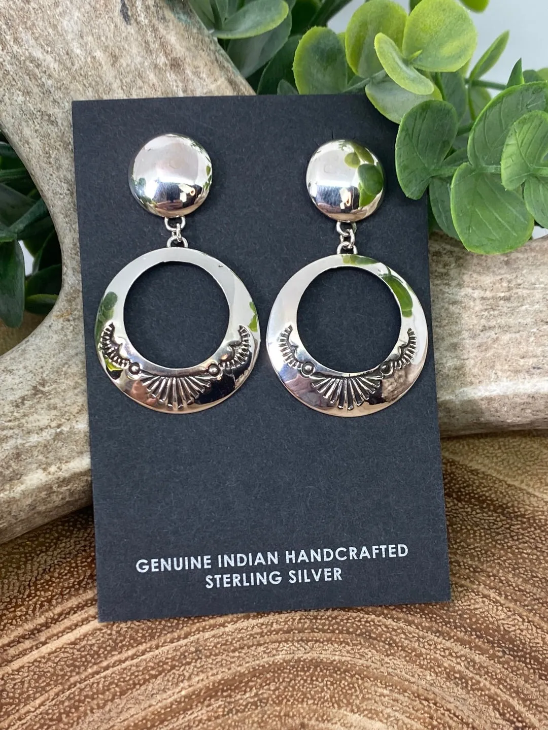 Sonya Sterling Stamped Hoop Post Earrings