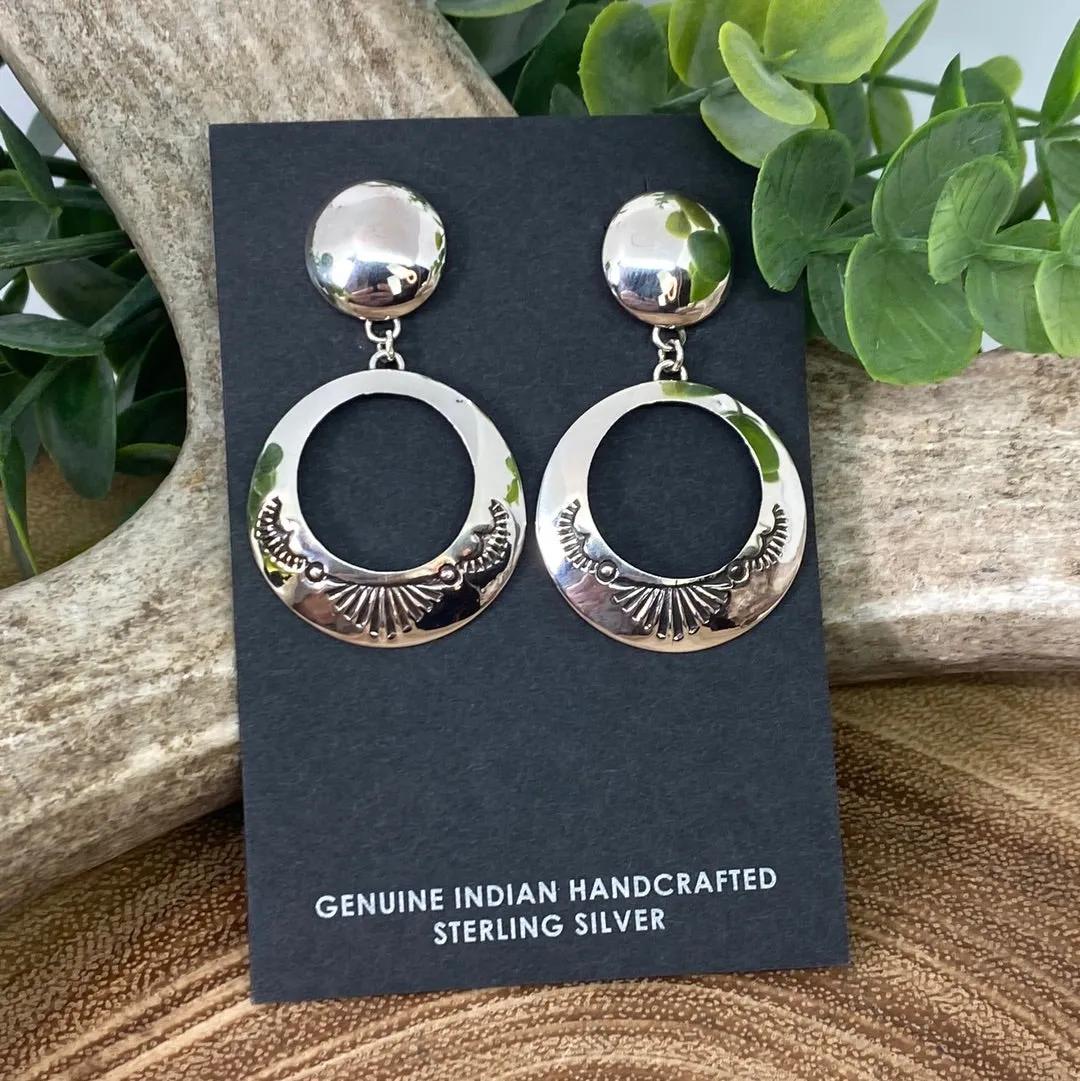 Sonya Sterling Stamped Hoop Post Earrings