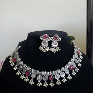 Sowji and Sreya Trendy Necklace With Oxidised Plating S21