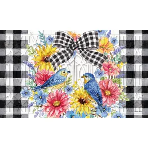 Spring Bird Wreath Embossed Floor Mat,41em2589