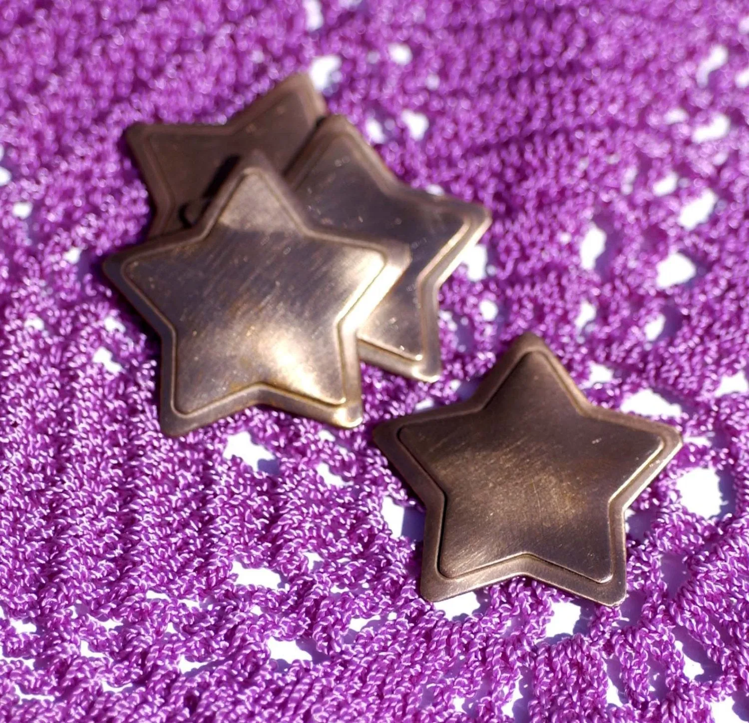 Starry Embossed Blank Cutout for Enameling Stamping Texturing Metalworking Jewelry Making Blanks 4 pieces