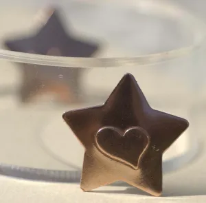 Stars with Heart Embossed Blank Cutout for Enameling Stamping Texturing Metalworking Jewelry Making Blanks - 4 pieces