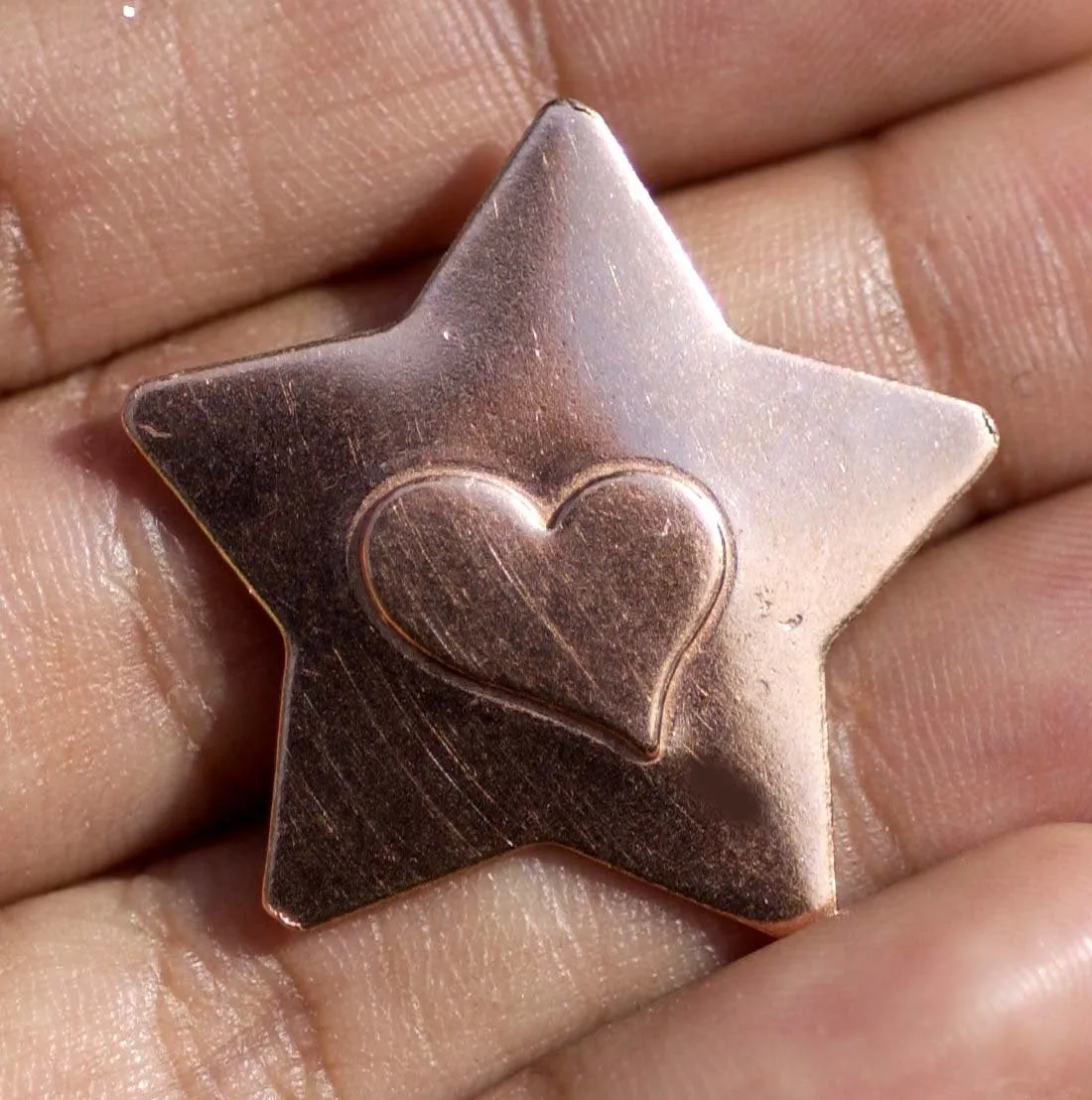 Stars with Heart Embossed Blank Cutout for Enameling Stamping Texturing Metalworking Jewelry Making Blanks - 4 pieces
