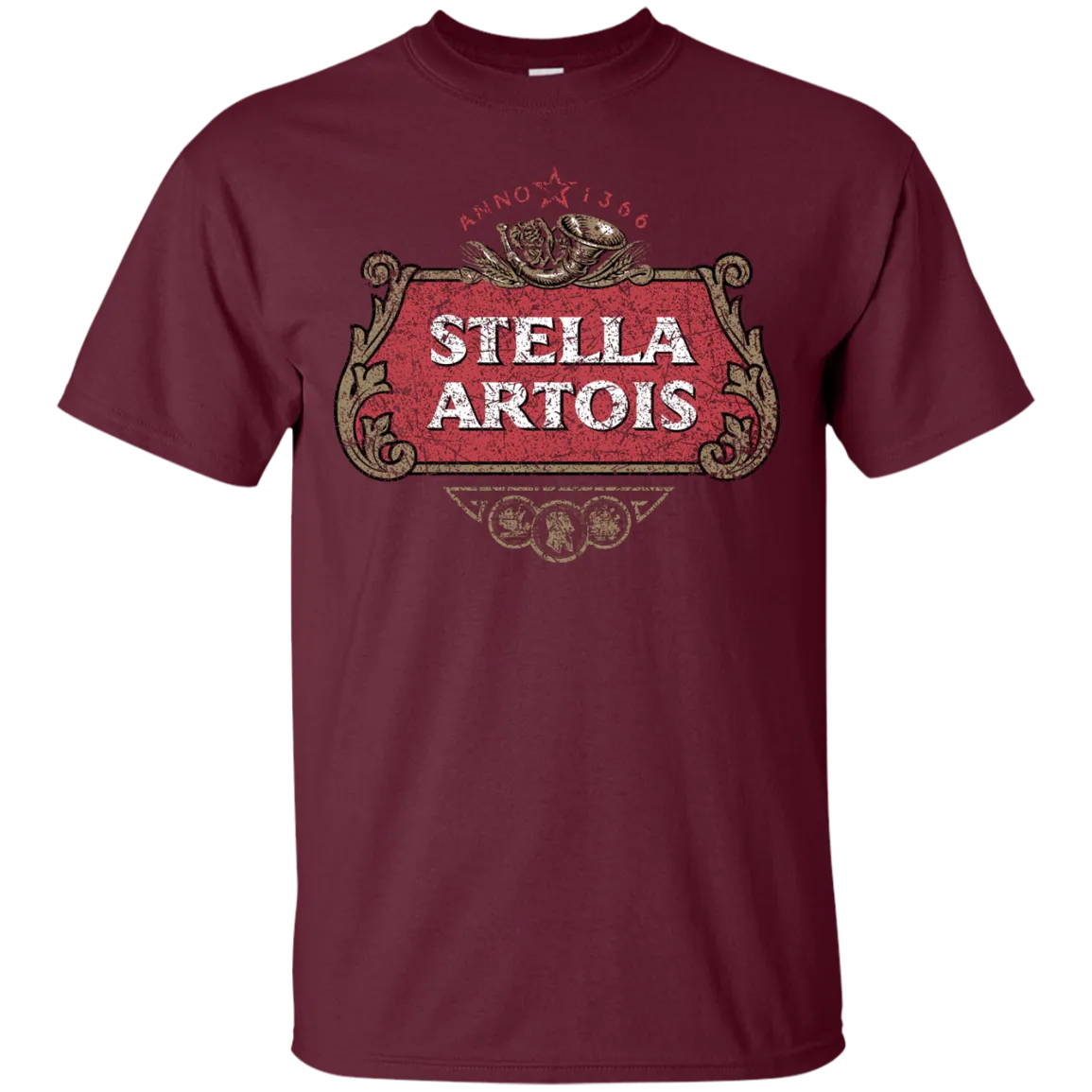 Stella Artois Beer T-Shirt Custom Designed Color Worn Label Pattern