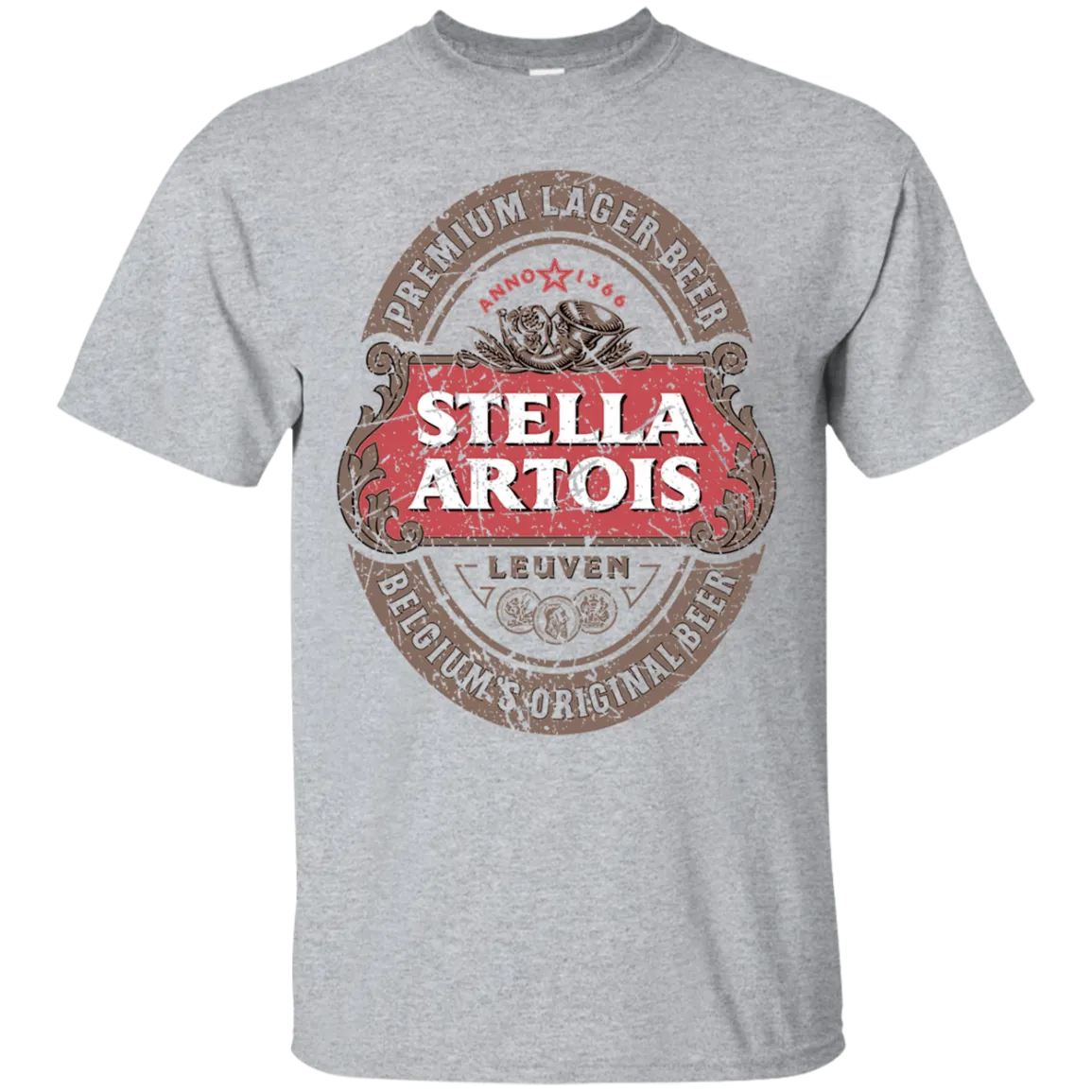 Stella Artois Beer T-Shirt Custom Designed Color Worn Label Pattern