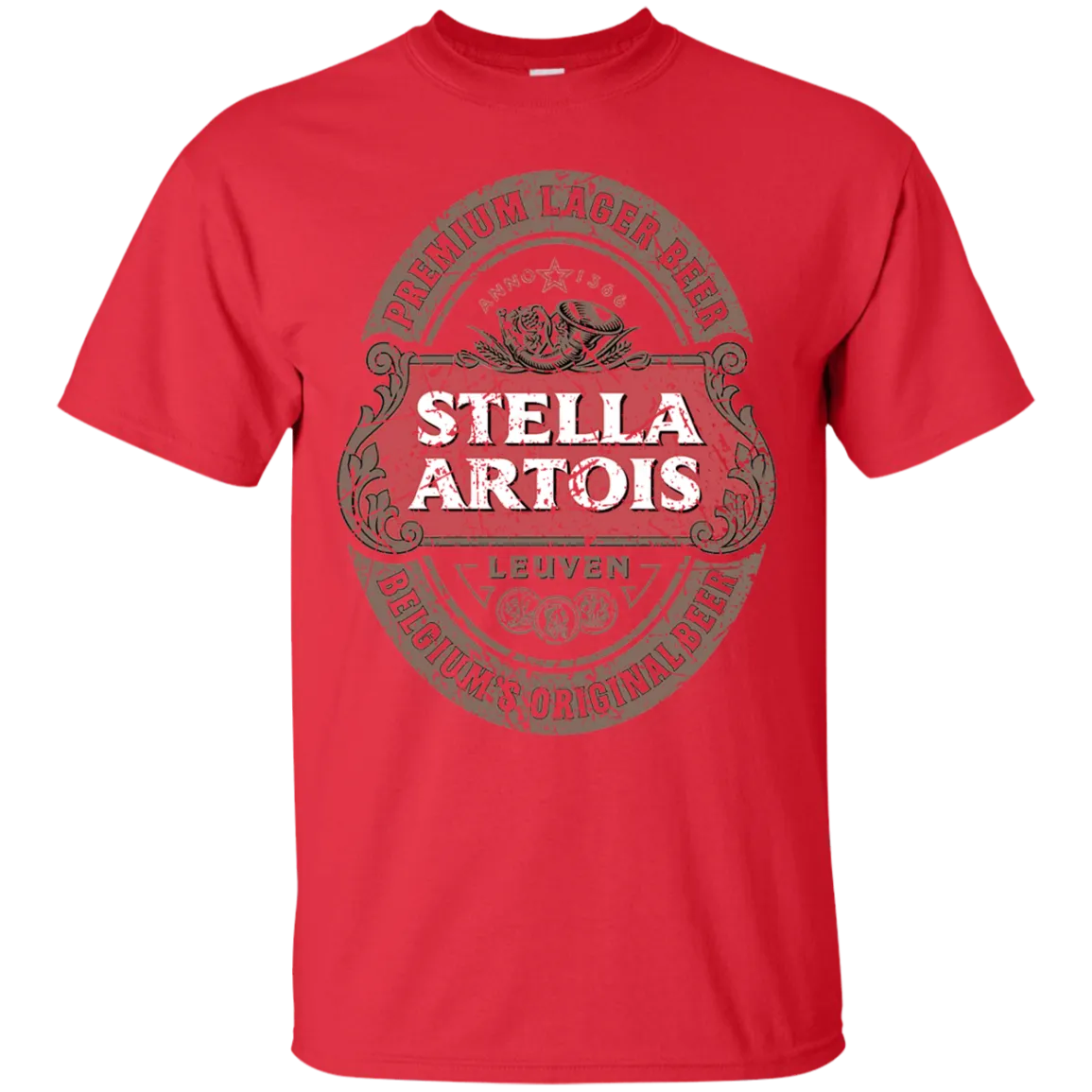 Stella Artois Beer T-Shirt Custom Designed Color Worn Label Pattern
