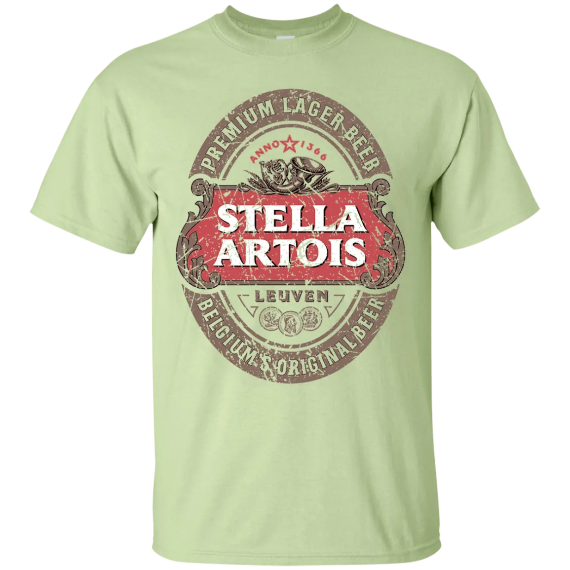 Stella Artois Beer T-Shirt Custom Designed Color Worn Label Pattern