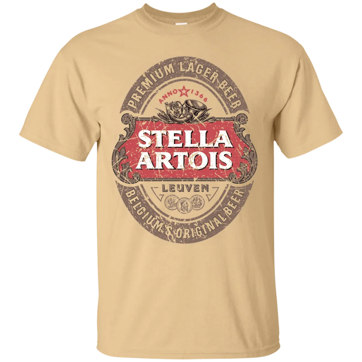 Stella Artois Beer T-Shirt Custom Designed Color Worn Label Pattern