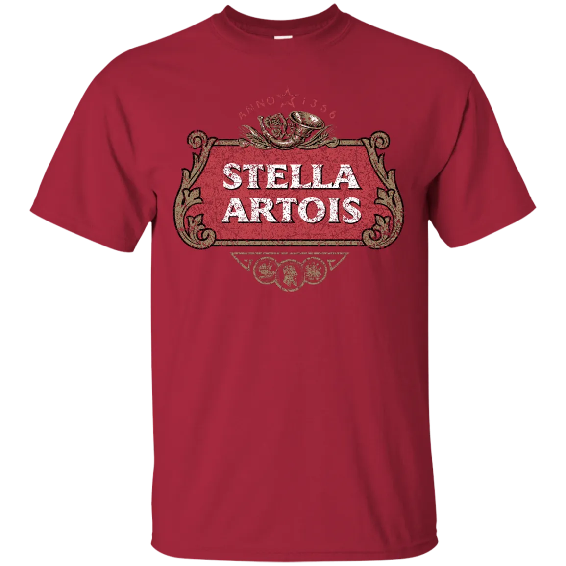 Stella Artois Beer T-Shirt Custom Designed Color Worn Label Pattern