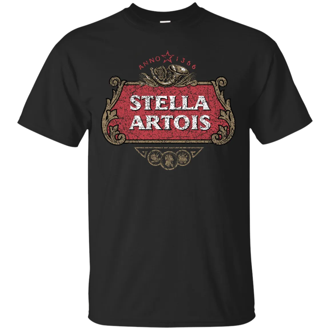 Stella Artois Beer T-Shirt Custom Designed Color Worn Label Pattern