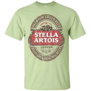 Stella Artois Beer T-Shirt Custom Designed Color Worn Label Pattern