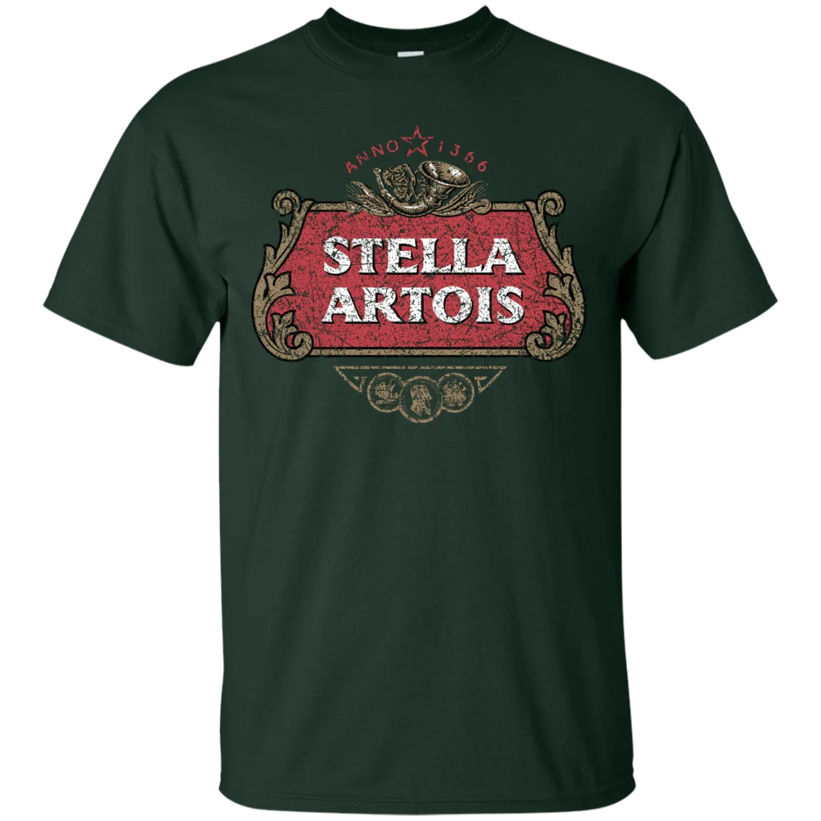 Stella Artois Beer T-Shirt Custom Designed Color Worn Label Pattern