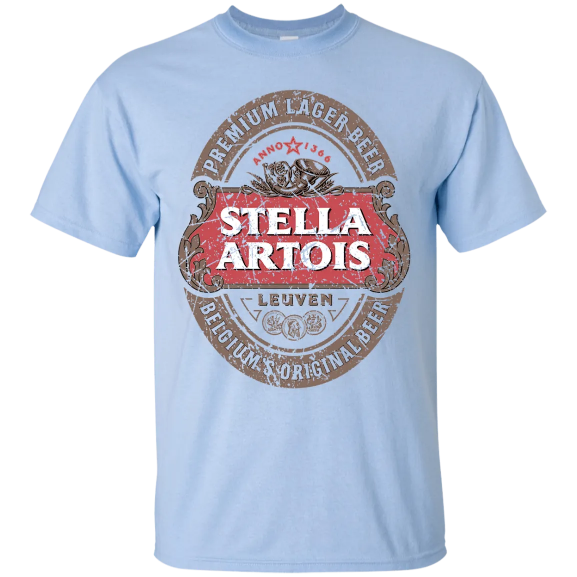 Stella Artois Beer T-Shirt Custom Designed Color Worn Label Pattern