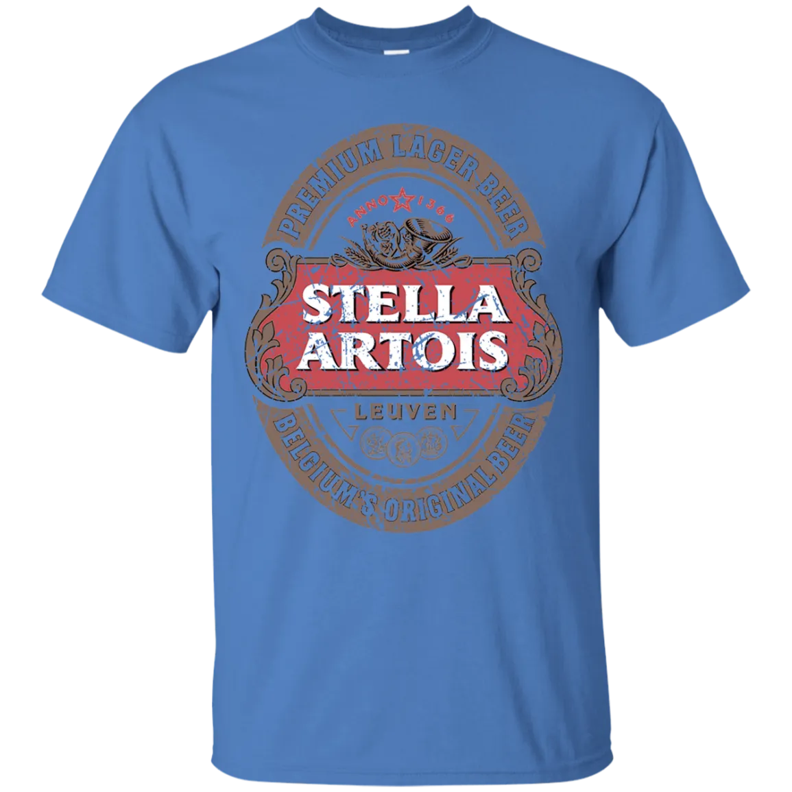 Stella Artois Beer T-Shirt Custom Designed Color Worn Label Pattern