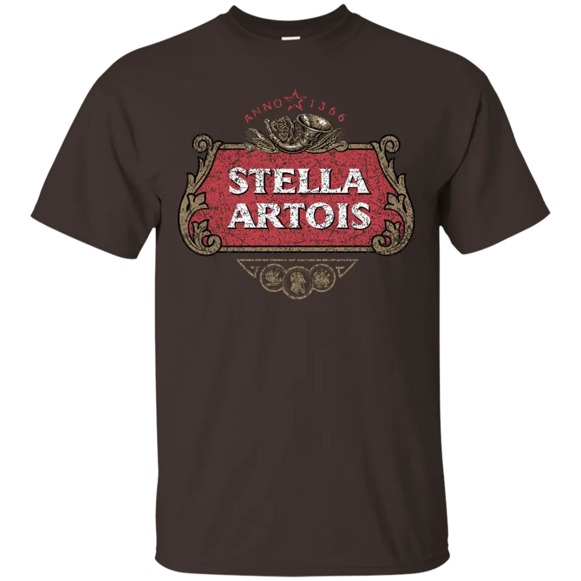 Stella Artois Beer T-Shirt Custom Designed Color Worn Label Pattern