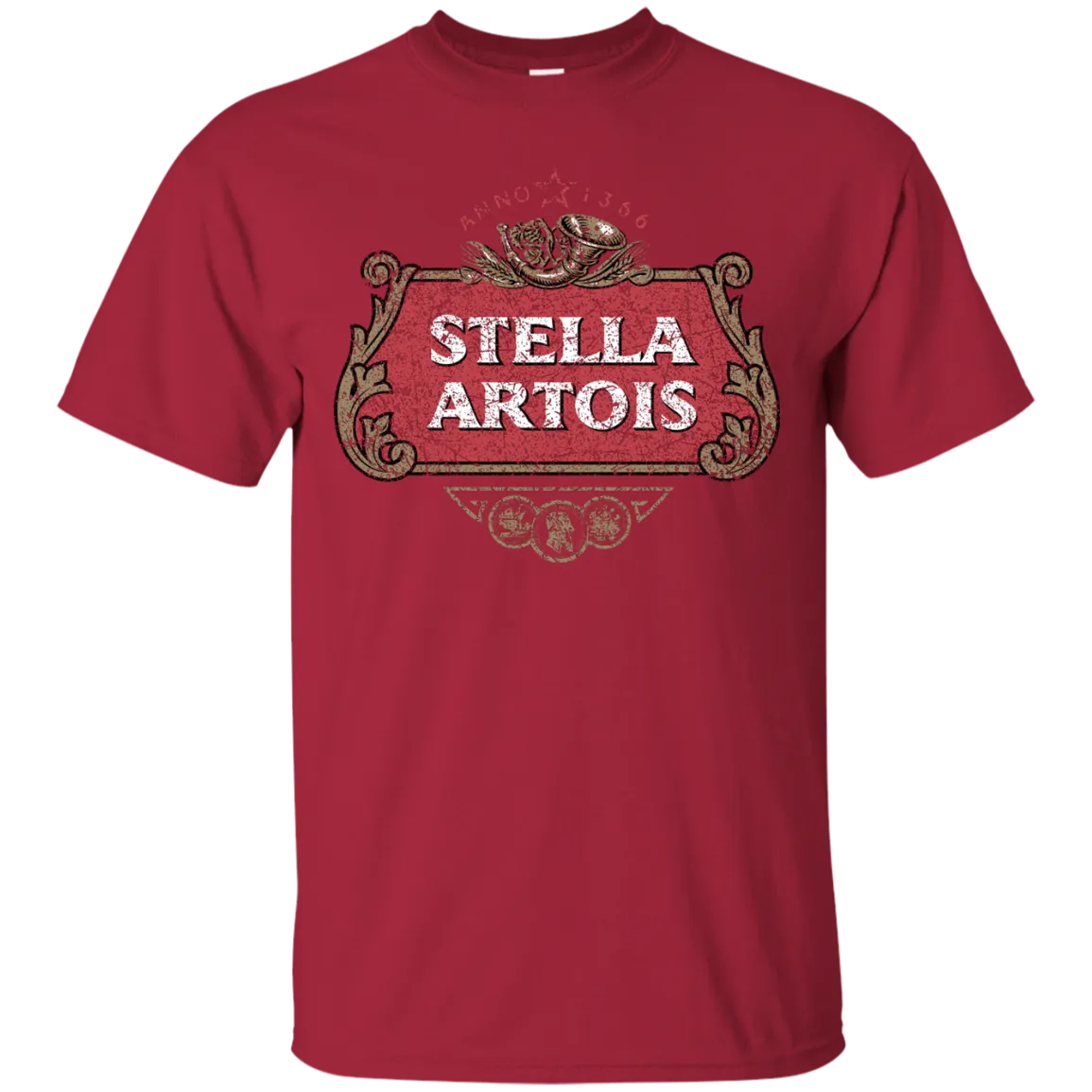 Stella Artois Beer T-Shirt Custom Designed Color Worn Label Pattern
