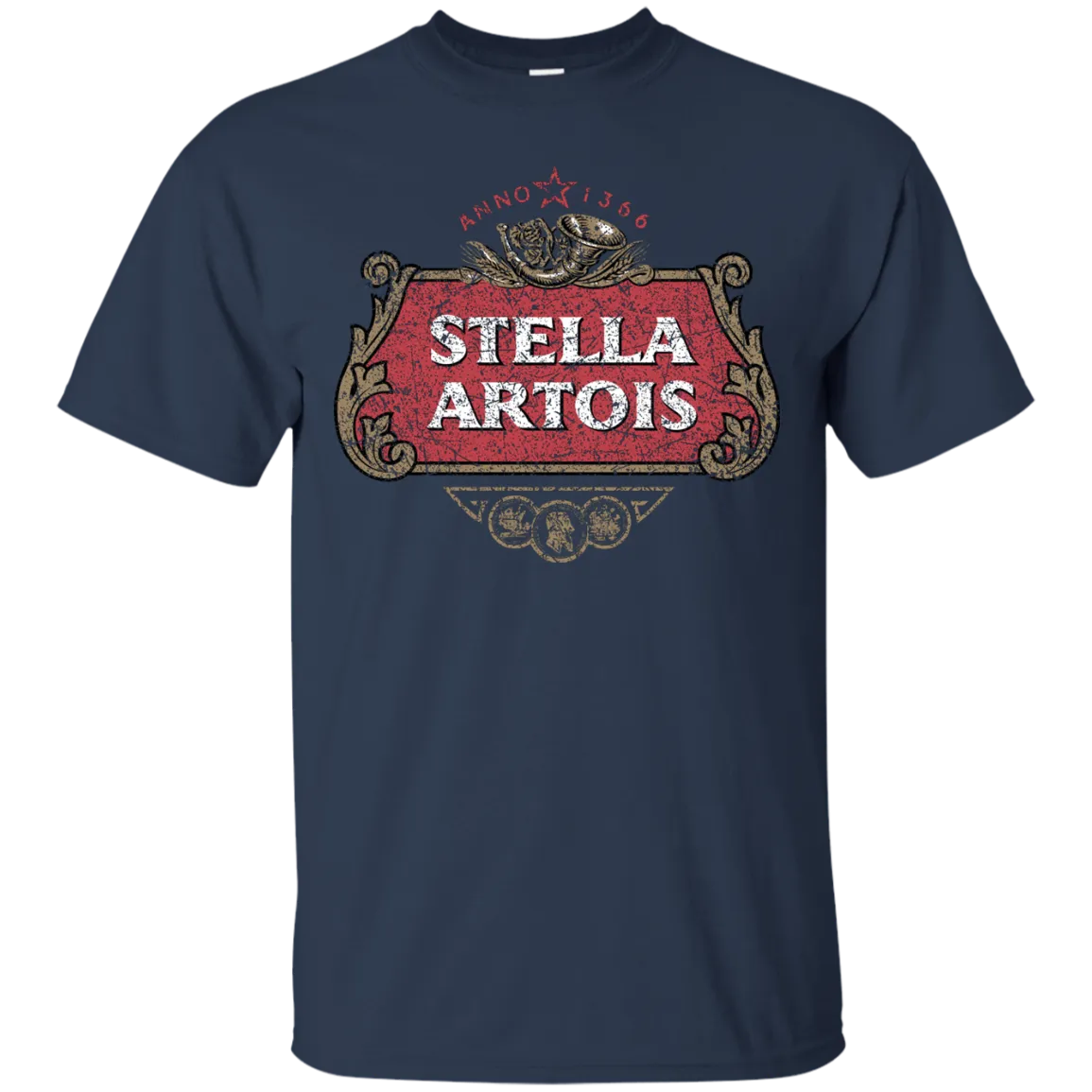 Stella Artois Beer T-Shirt Custom Designed Color Worn Label Pattern