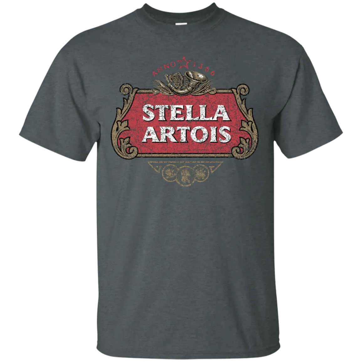 Stella Artois Beer T-Shirt Custom Designed Color Worn Label Pattern