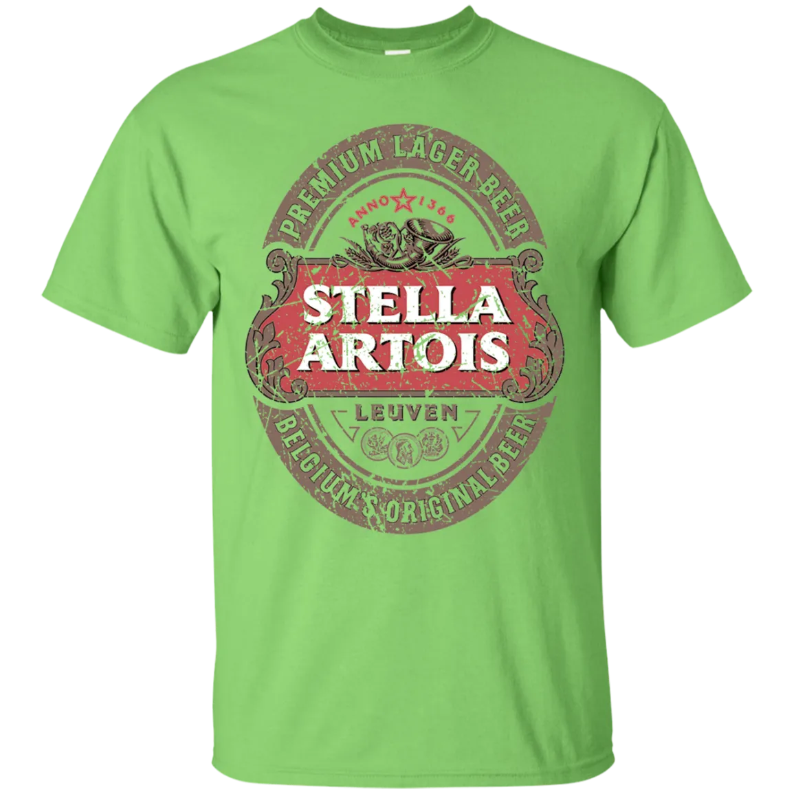 Stella Artois Beer T-Shirt Custom Designed Color Worn Label Pattern
