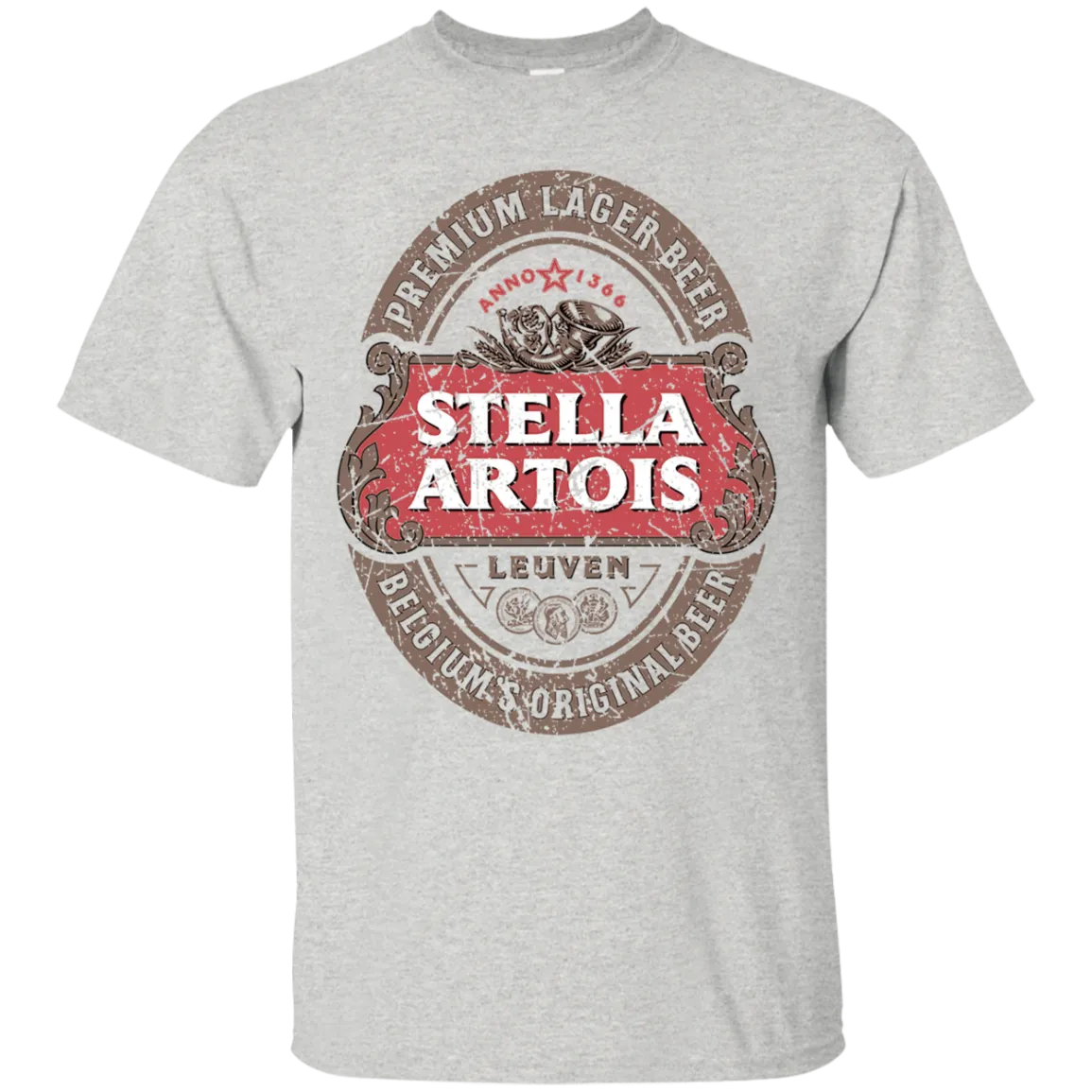 Stella Artois Beer T-Shirt Custom Designed Color Worn Label Pattern