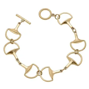 Stella Horsebit Chain Link Bracelet in Worn Gold