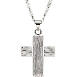 Sterling Silver 23x19 mm The Rugged Cross® 24" Necklace