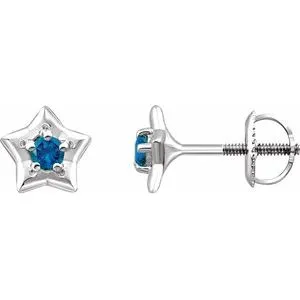 Sterling Silver 3 mm Round December Youth Star Birthstone Earrings