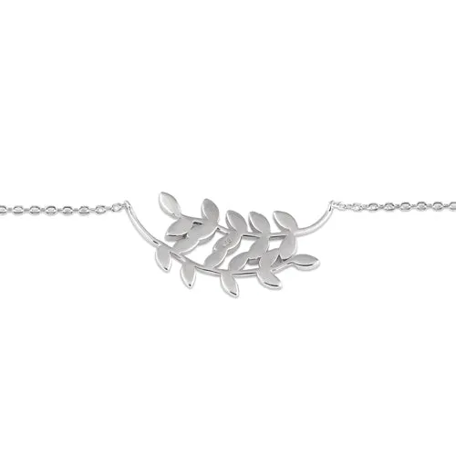 Sterling Silver Blue Opal Trendy Leaf Bracelet
