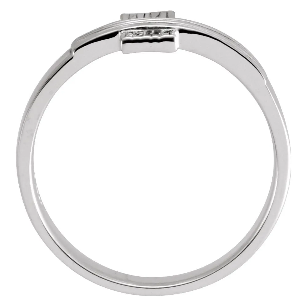 Sterling Silver CROSS RUGGED CHASTITY RING W/BOX, Size 8