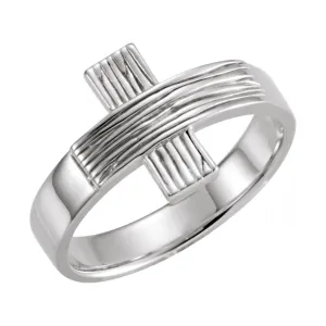 Sterling Silver CROSS RUGGED CHASTITY RING W/BOX, Size 8