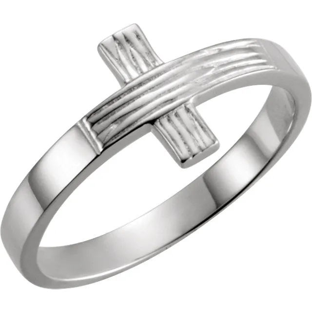Sterling Silver CROSS RUGGED CHASTITY RING W/BOX, Size 8