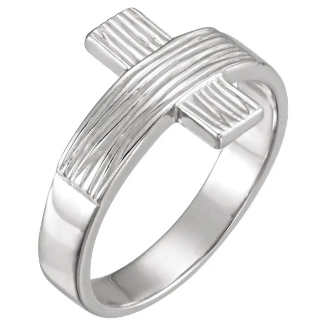 Sterling Silver CROSS RUGGED CHASTITY RING W/BOX, Size 8