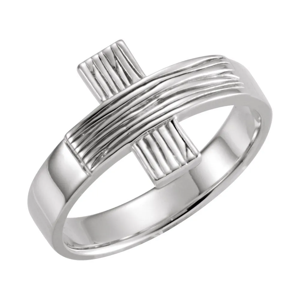 Sterling Silver CROSS RUGGED CHASTITY RING W/BOX, Size 8
