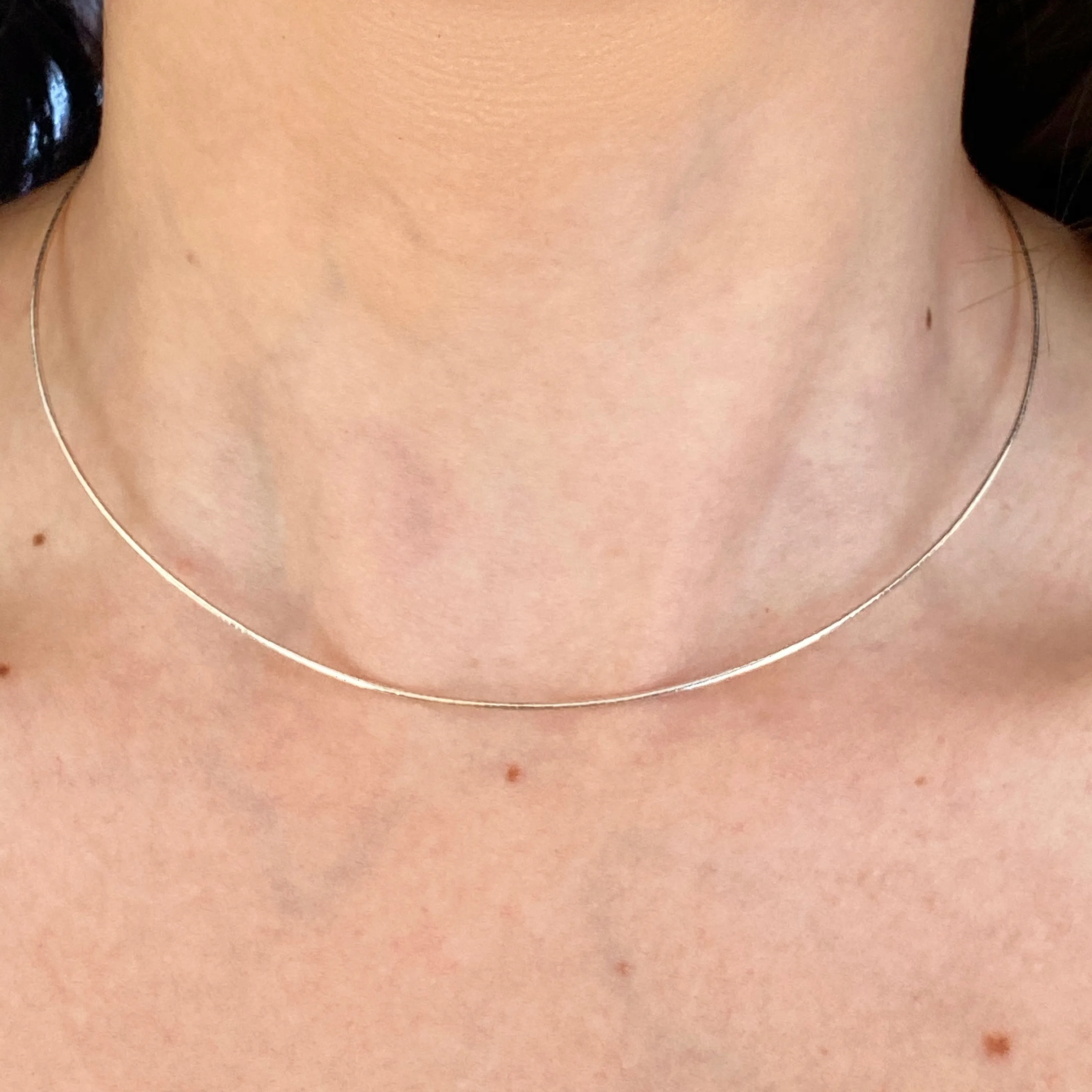 Sterling Silver Mesh Cable Neck Wire Collar Necklace 16"/ 1mm