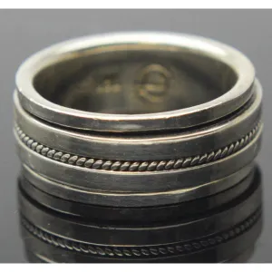 Sterling Silver Spinner Ring Rope Design Size 8.5