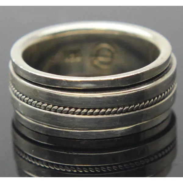 Sterling Silver Spinner Ring Rope Design Size 8.5
