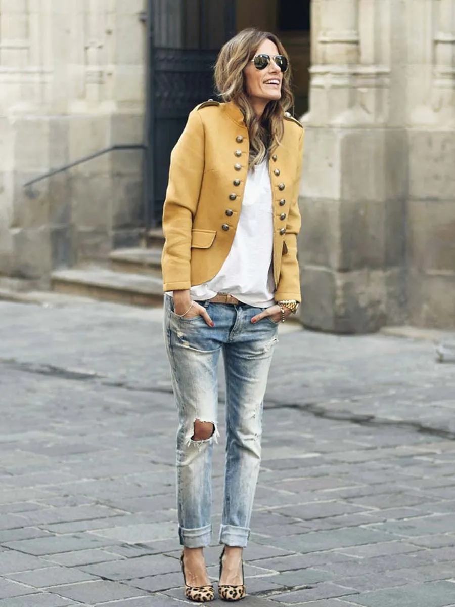 Stunncal Casual Button Design Coat