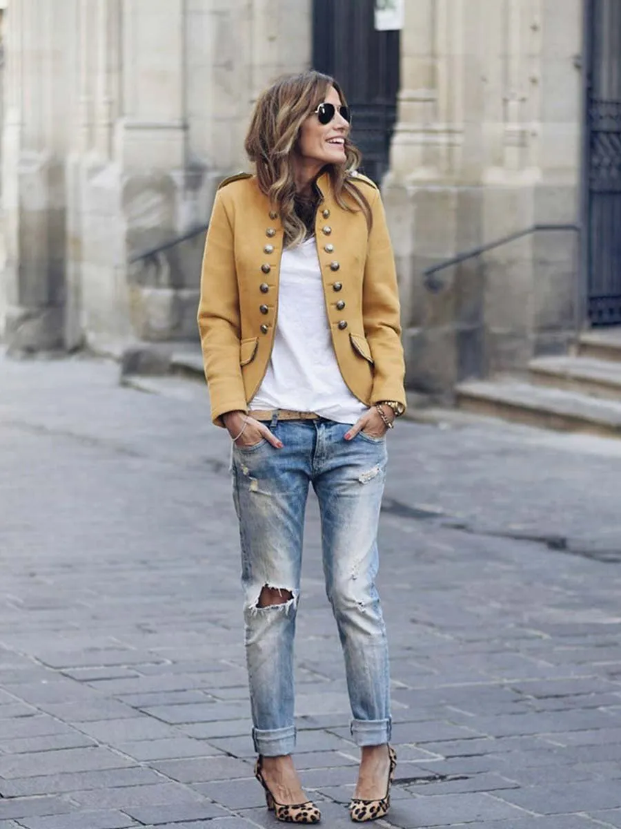 Stunncal Casual Button Design Coat