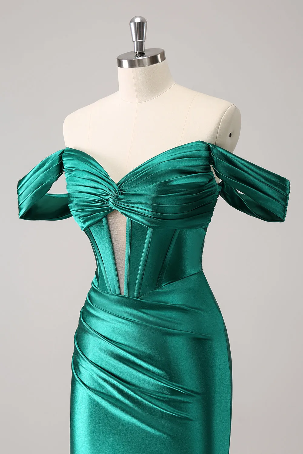 Stylish Dark Green Bodycon Off The Shoulder Hollow Out Corset Short Homecoming Dress