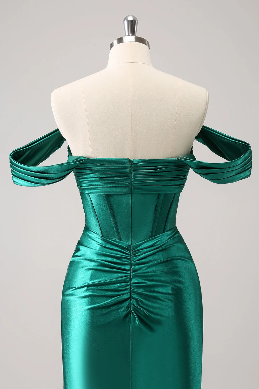 Stylish Dark Green Bodycon Off The Shoulder Hollow Out Corset Short Homecoming Dress
